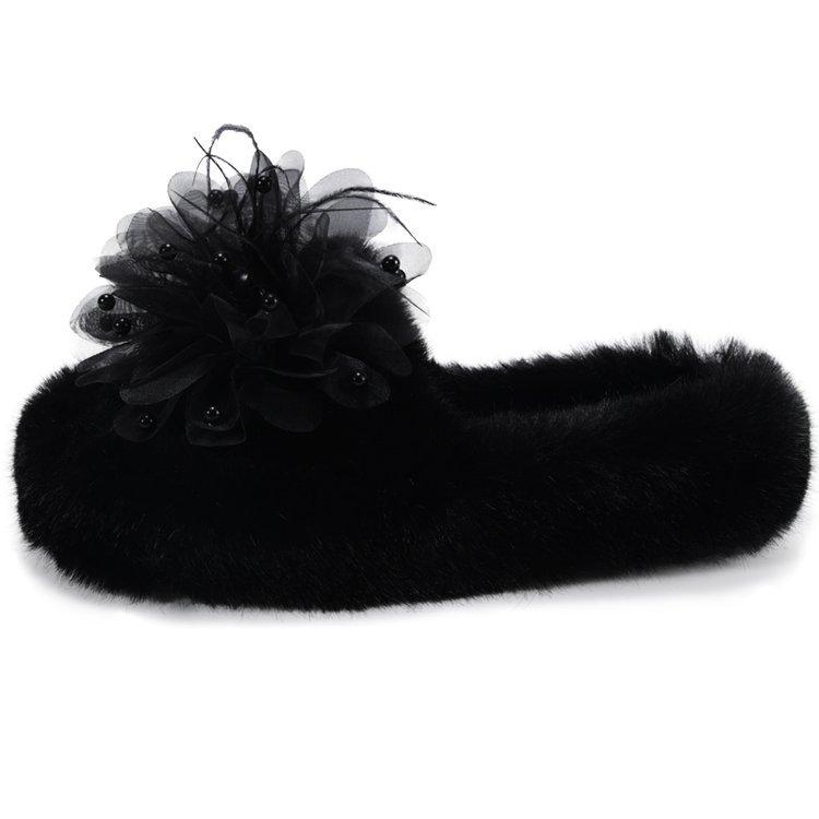 

Mao Mao slippers women s senior sense 2025 new autumn and winter French European lamb wool black thick-soled cotton slippers 35