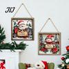 Xmas Door Hanger Christmas Wooden Hanging Sign, Gnome Snowman Angel Candle 2D Wood Plaque, Seasonal Wall Sign Vintage for Home Porch Holiday