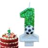 Fotbal Lumânări pentru ziua de naștere pentru copii, număr 0-9, paiete verzi, lumânare pentru minge de fotbal, pentru petrecere de băiat, decorare pentru tort