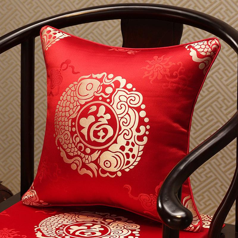 Chinese-Style Jacquard Square Pillow Cover Embroidered Lumbar Pillow Case Sofa Large Backrest Cover Hotel Office Home Decor