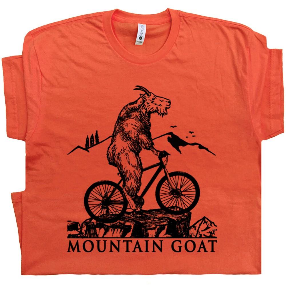 

Mountain Bike T Shirt Funny Biking Goat Bicycle Men Women Vintage Witty Graphic S