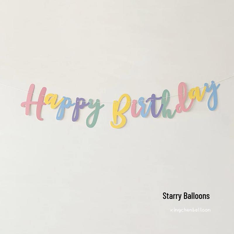 Colorful Macaron Paper Happy Birthday Banner for Baby s First Party Decoration