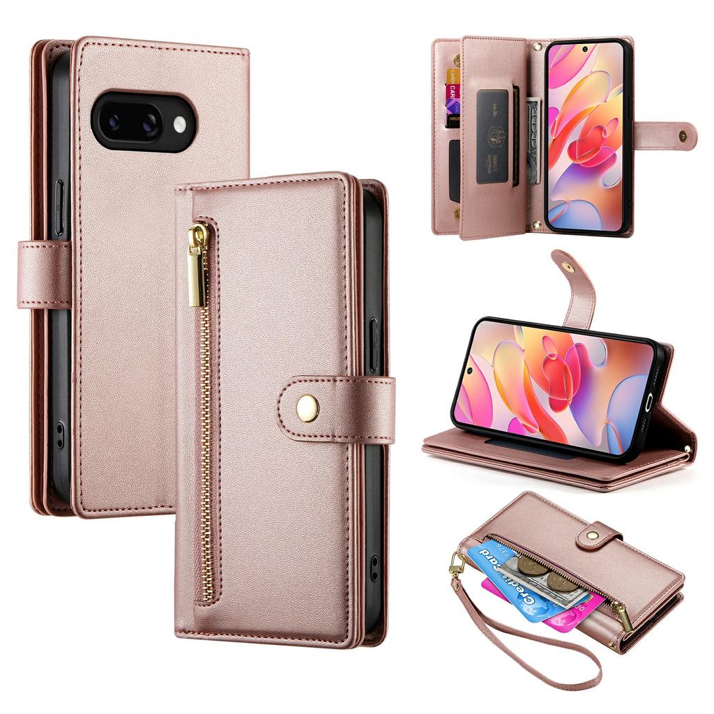 DF-011 For Samsung Galaxy A56 5G Case Zipper Pocket Wallet Leather Phone Cover with Straps
