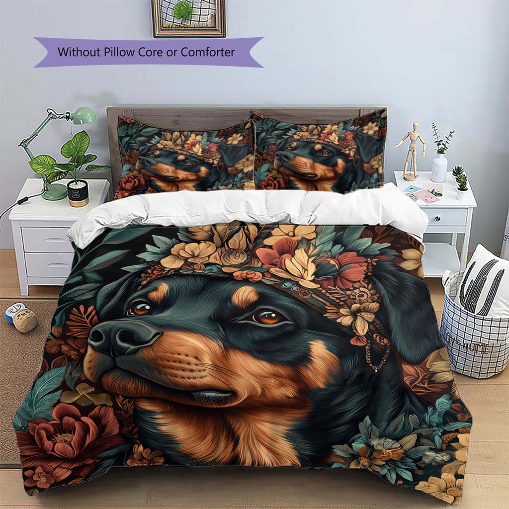 Rottweiler Pattern Bedding Home Decoration Birthday Gift (1 * duvet cover + 2 * pillowcase, without core)