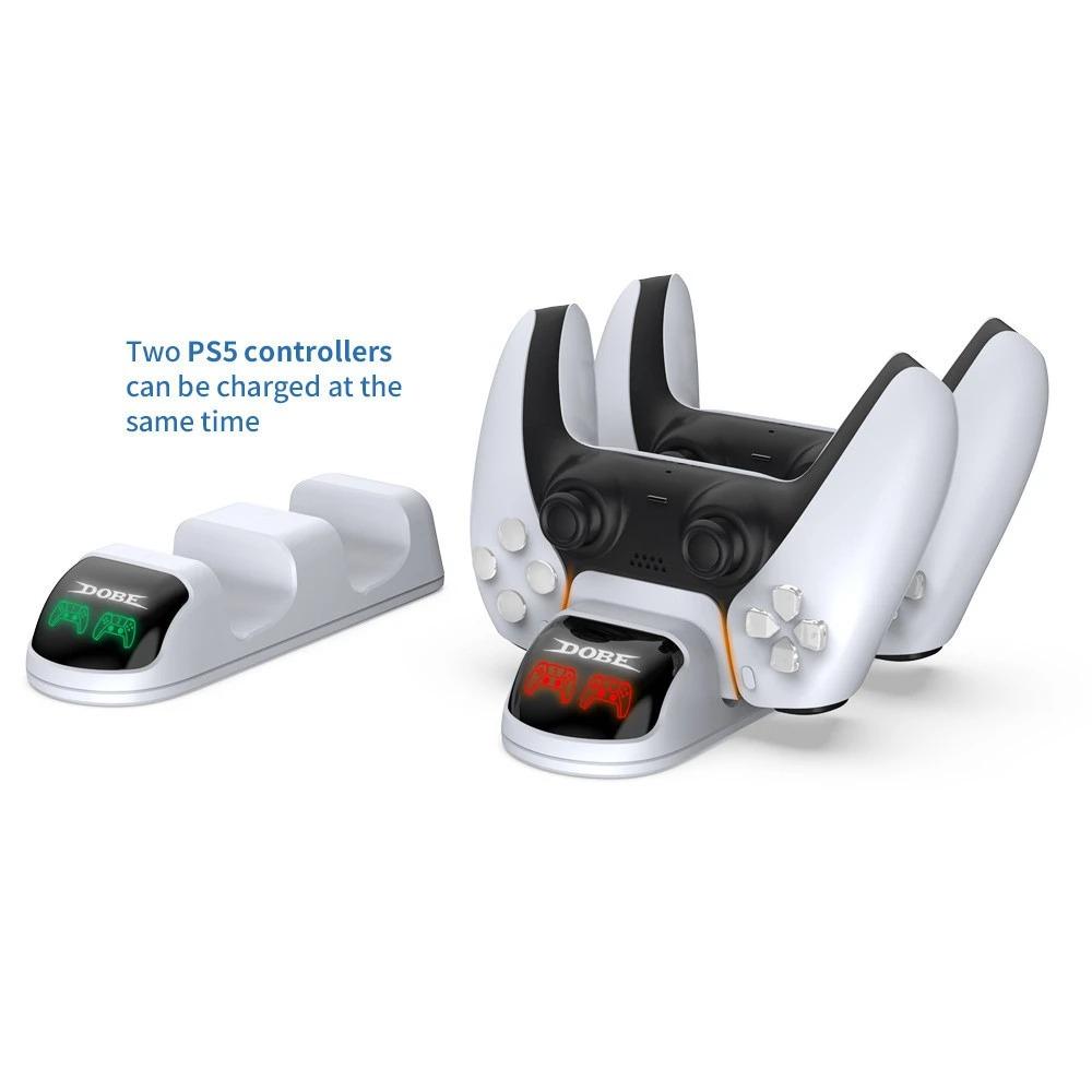Dual USB Fast Charger for PS5 Dual Sense Controller, Playstation 5, Audio Charging Station, Wireless Controllers