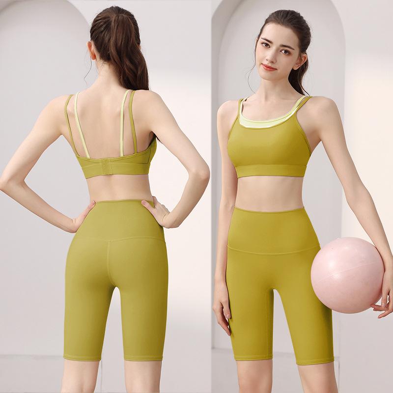 

JYL Contrast Back Running Set High Waist Pilates Training Yoga Suit S лакрична цукерка