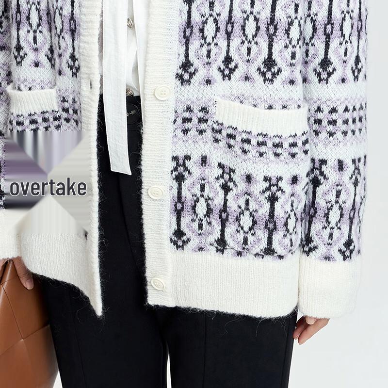 Women's Color-Block V-Neck Knit Cardigan Sweater