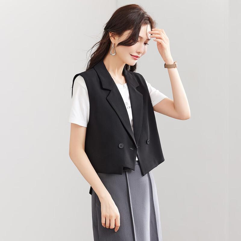 TERRE BLEUE Women's Loose Fit Short Commuter Blazer Vest