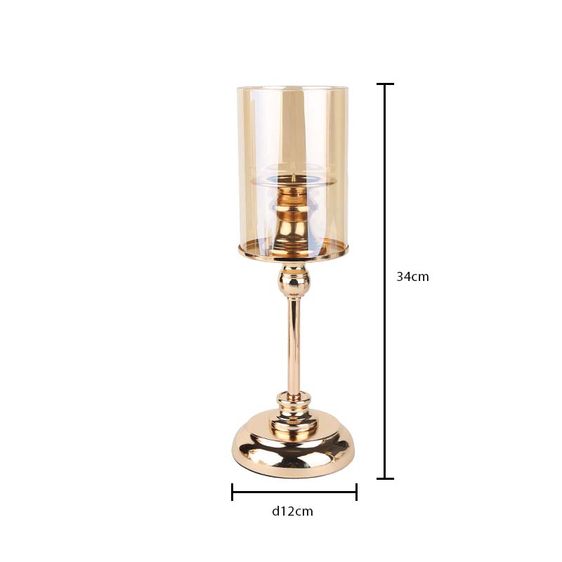 Luxury Golden Crystal Candlestick Holder for Wedding Tabletop Decoration Handmade Glass Metal Candle Stand Home Christmas Decor