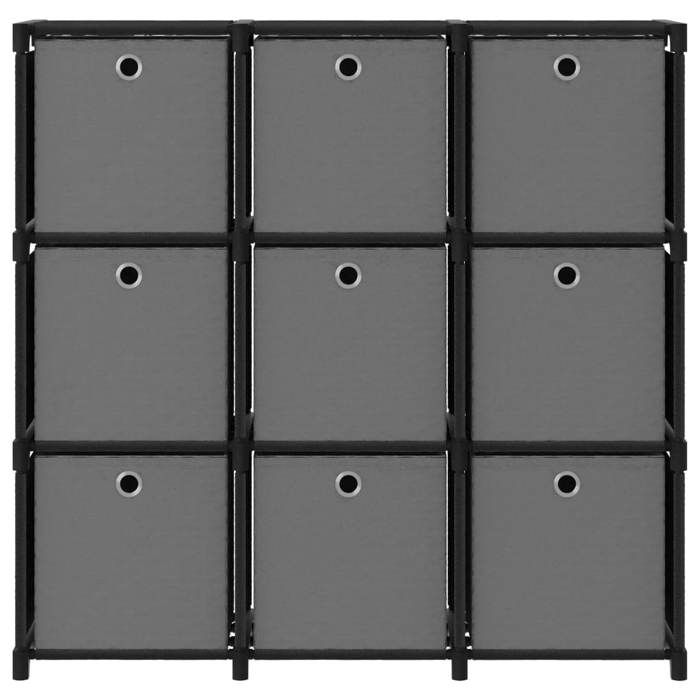 VidaXL Étagère à 9 cubes avec boîtes Noir 103x30x107,5 cm Tissu
