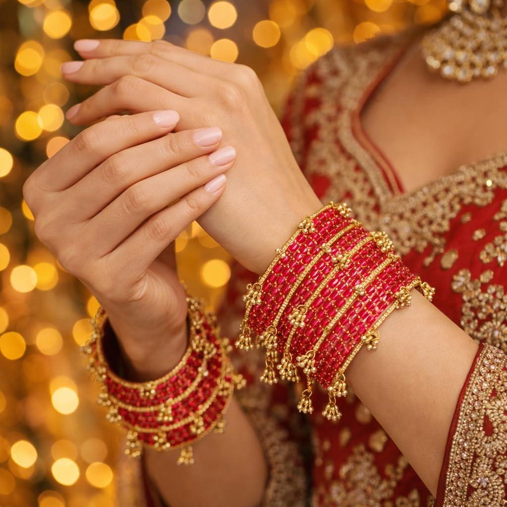 Ensemble de 16 Bracelets Tendance Élégants en Verre et Ghungroo Cachemir pour Femmes et Filles | Derniers Bijoux Traditionnels Festifs pour Mariage Fête