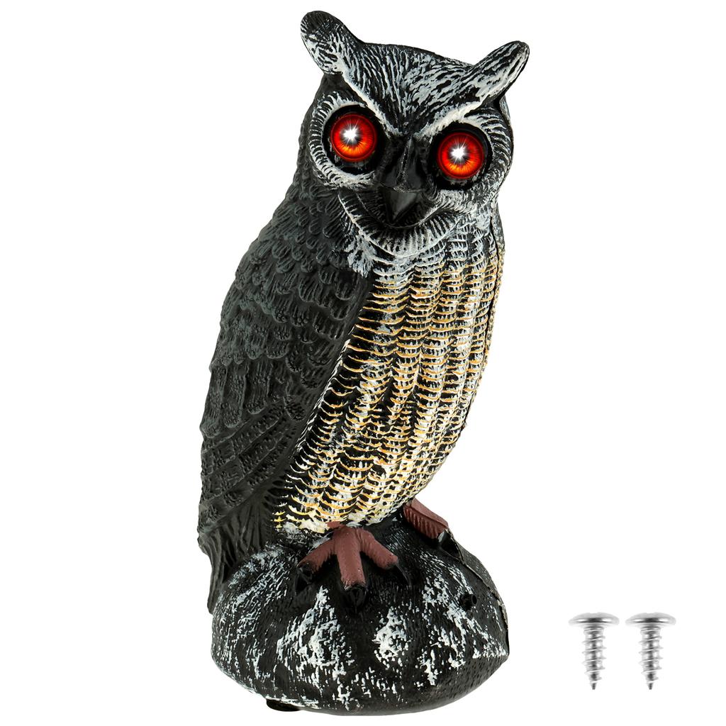 Solar Owl Decoys 2 Working Modes Owl Bird Deterrent Waterproof Solar Owl Scarecrow Easy to Install Owl to Keep Birds Away
