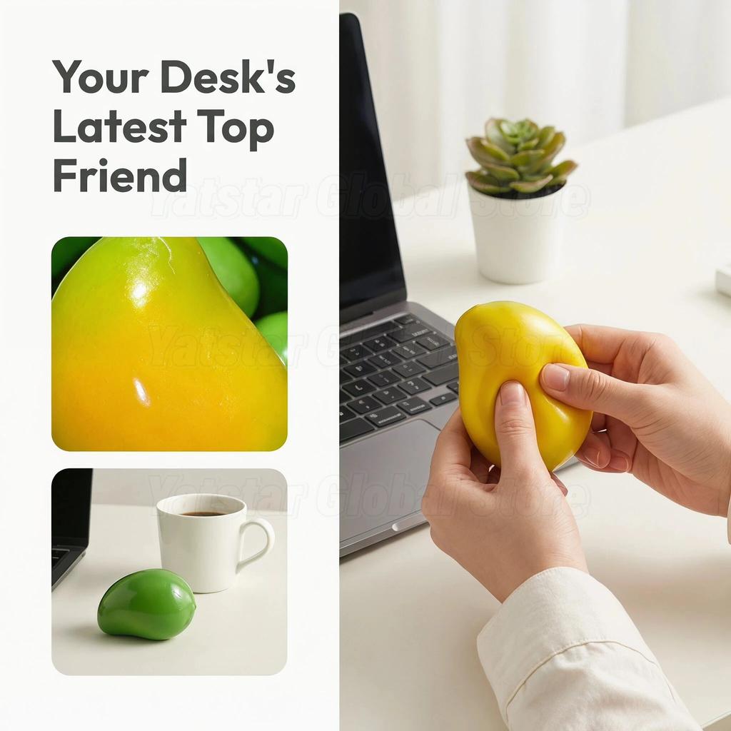 New Handmade Crispy Mango Squishy Stress Ball Crunchy Squeeze Fidget Toy Round Blocks ASMR Sensory Decompression for Adults