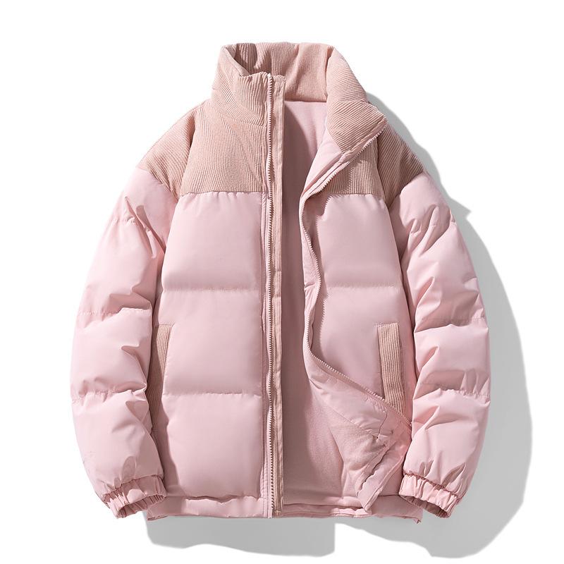 Men's Winter Cotton Jacket New Couple Style Stand Collar Trendy Brand Patchwork Thickened Warm Puffer Jacket Casual Fashion Cotton Coat
