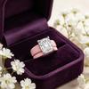 Rosa Doppelkreis-Silikon-CZ-Ring, Damen-Smaragd-geschliffener Zirkonia-Ehering, Brautschmuck-Geschenk