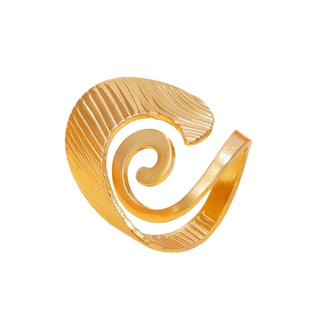 18K Gold Plated European Retro Striped Spiral Index Finger Ring for Women