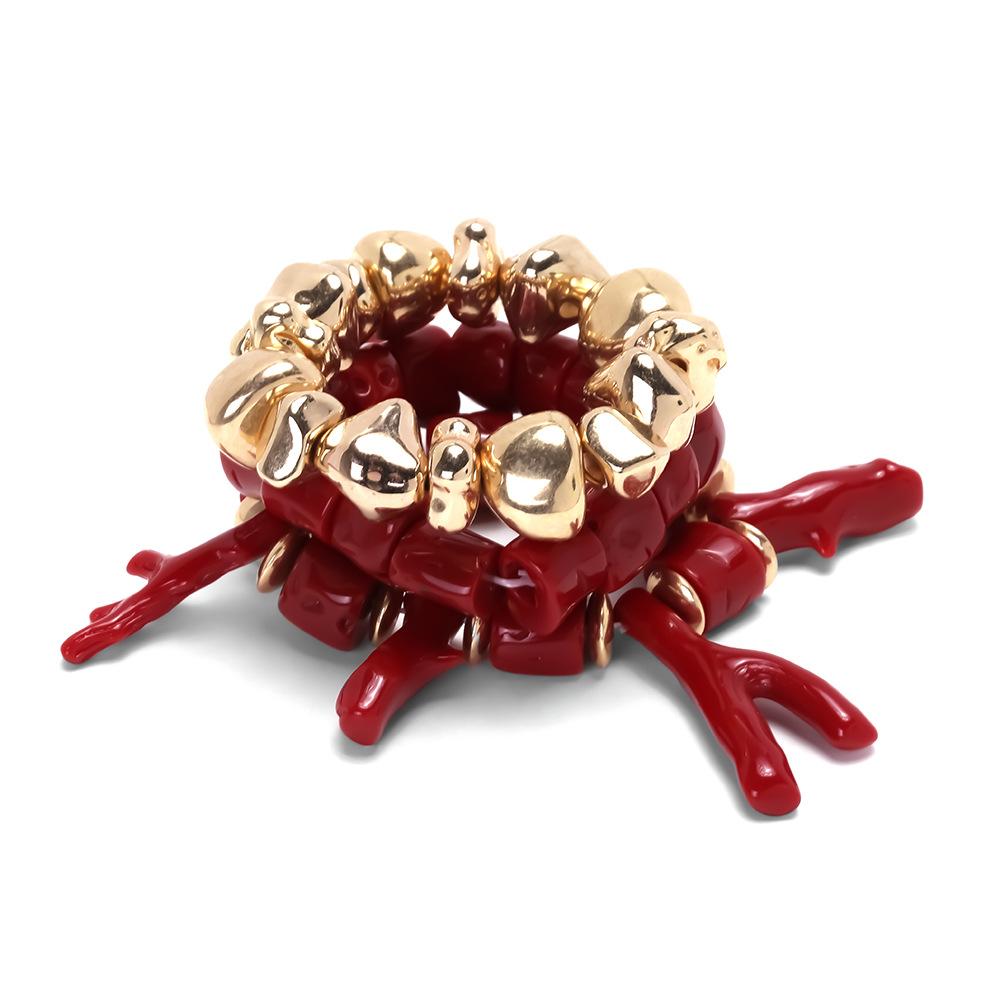 

Digadagu Irregular Metal Coral Beaded Bracelet New Women s Luxury Simple Bracelet Set Zircon Accessories разноцветный