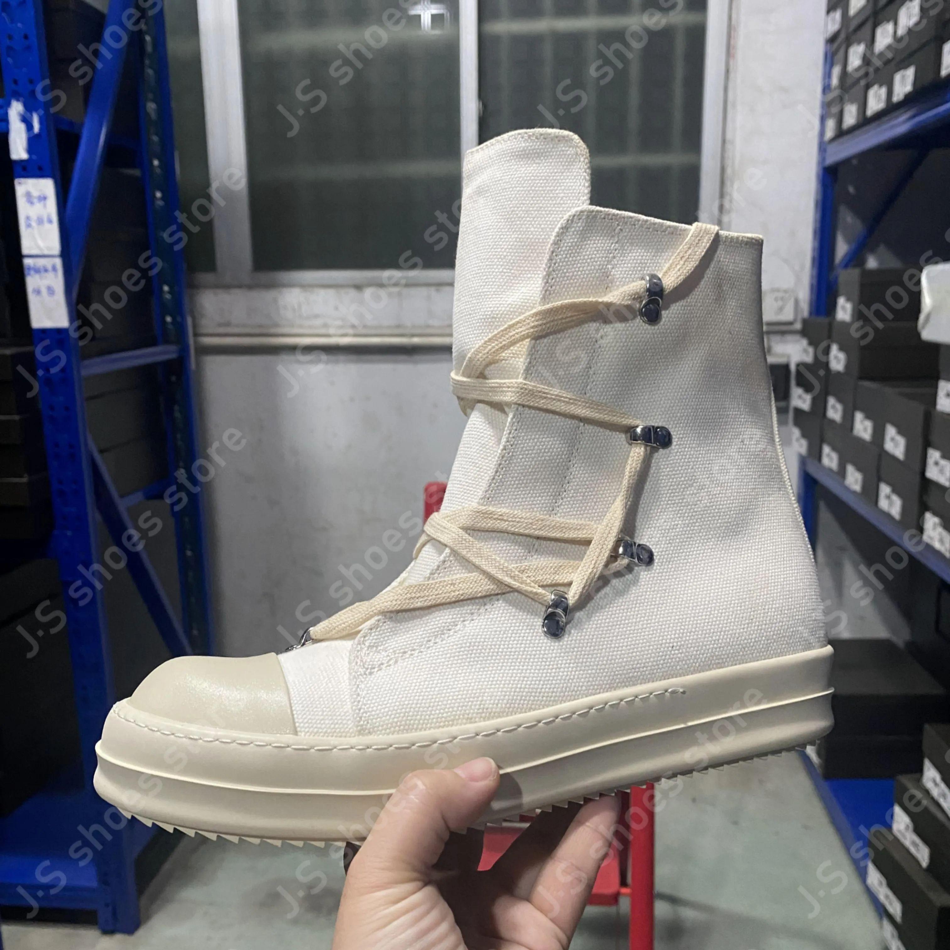 

R-o Outdoor Beige Canvas High Top Shoes Sneaker Classic Design Men Shoe Zipper Boot Zipper Women Ankle Boots Casual Sneakers 34