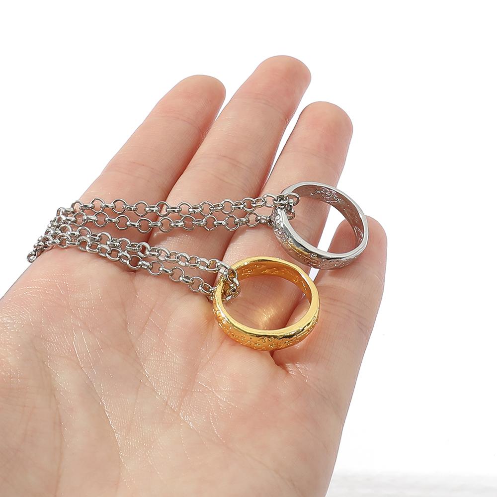 Lord of The Finger Rings Necklace Movie With The Same Inside and Outside 3D Engraving Spanish Sanskrit Necklace