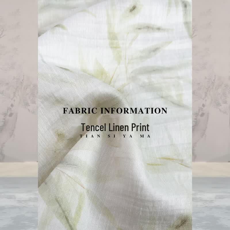JK&JS Bamboo Shadow New Chinese Style Tencel Linen Print Dress