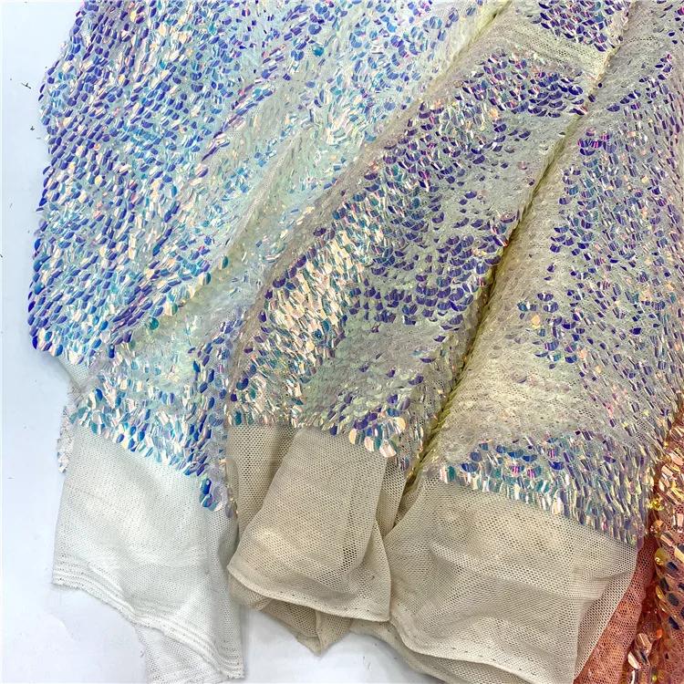 Wide 130cm Concave Piece Of High Elasticity Mesh Fabric For DIY Evening Dress Clothing DIY Party Dresses Sequins Fabric
