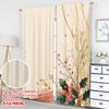 2pcs 2D flat printing Christmas Party Curtains Christmas Holly Berries Sprigs Digital Printed Polyester Drapes Party & Holiday