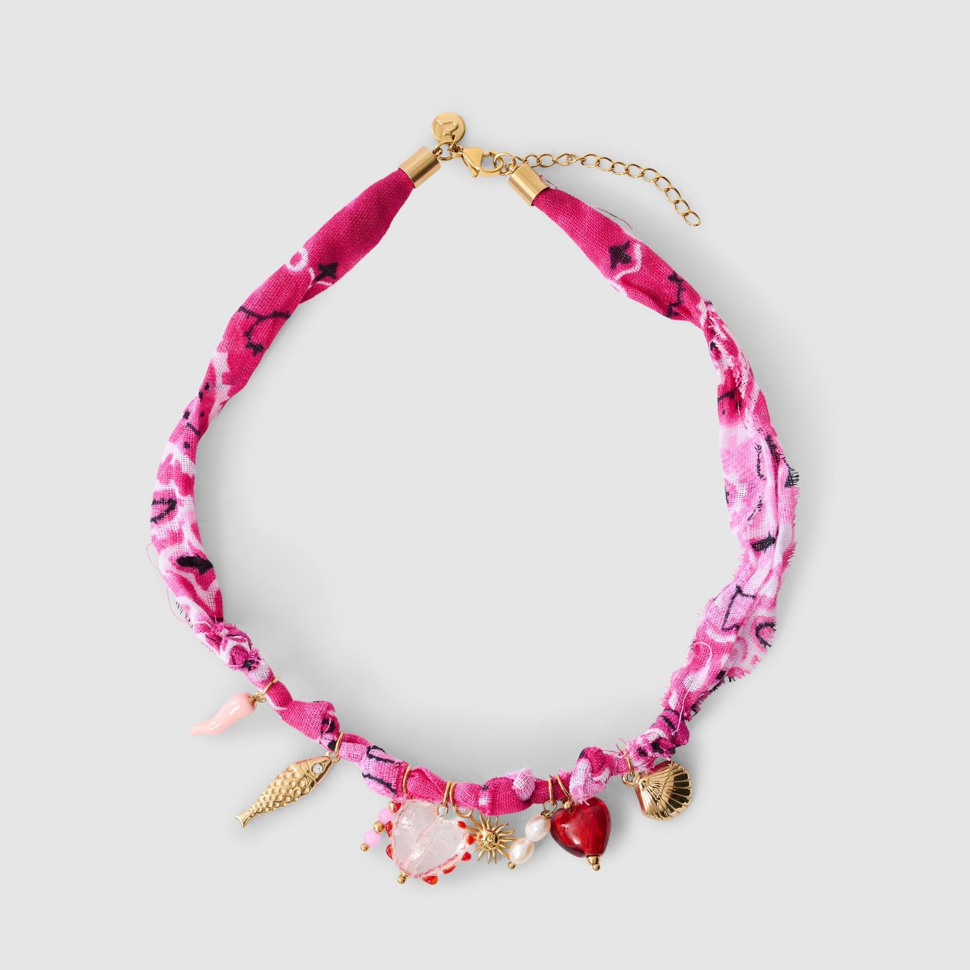 Wind Fashion Necklace Colored Colored Rope Starfish Shell Small Fish Personality Literary Fresh Sweet Stainless Steel 18K розовый