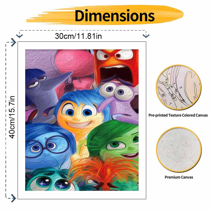 Disney Inside Out Joy Sadness Anger Disgust Fear Oil Painting Painting Art Handmade Diy Painting Home Decoration Gift