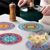 ABUL-4Pcs DIY Diamond Art Painting Placemat Round Non-Slip Acrylic Table Mats For Table Decor Easy Install A