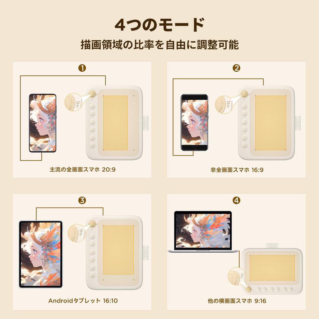 UGEE Pen Tablet Q6 Pen Tablet X Inches Smartphone Compatible Board Tab Drawing 6 Shortcut Keys 16384 Levels Pen Pressure Tilt Detection Ratio Change
