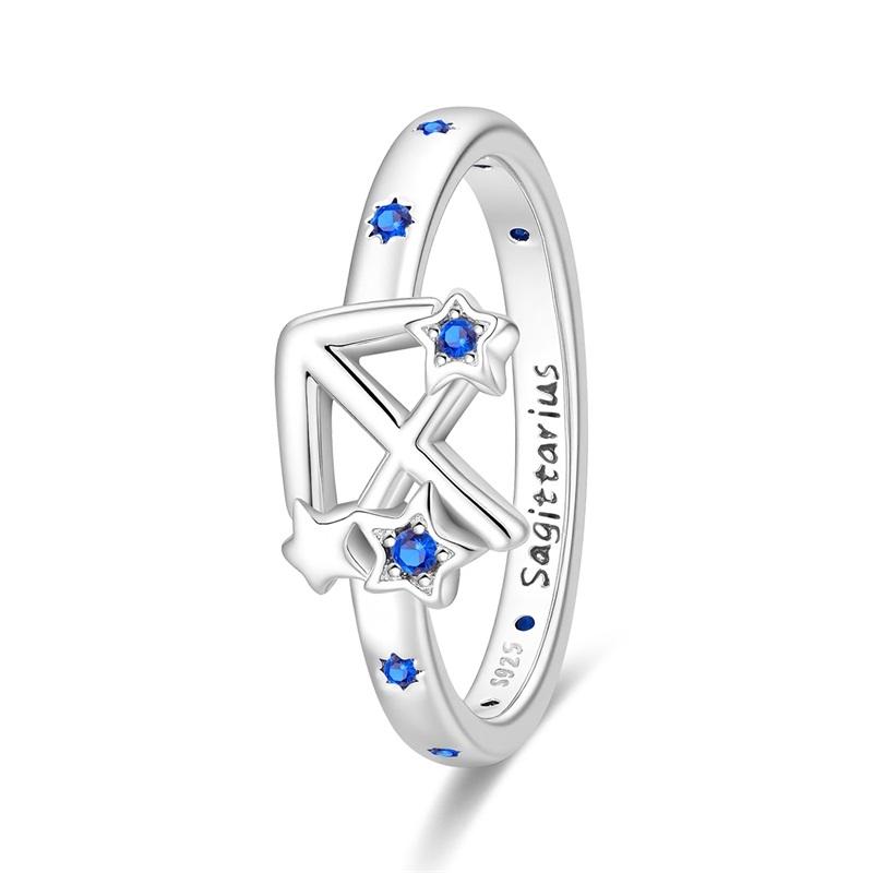 New 925 Silver Twelve Constellation Series Zircon Ring For Women Fit Wedding Party Jewelry Gifts