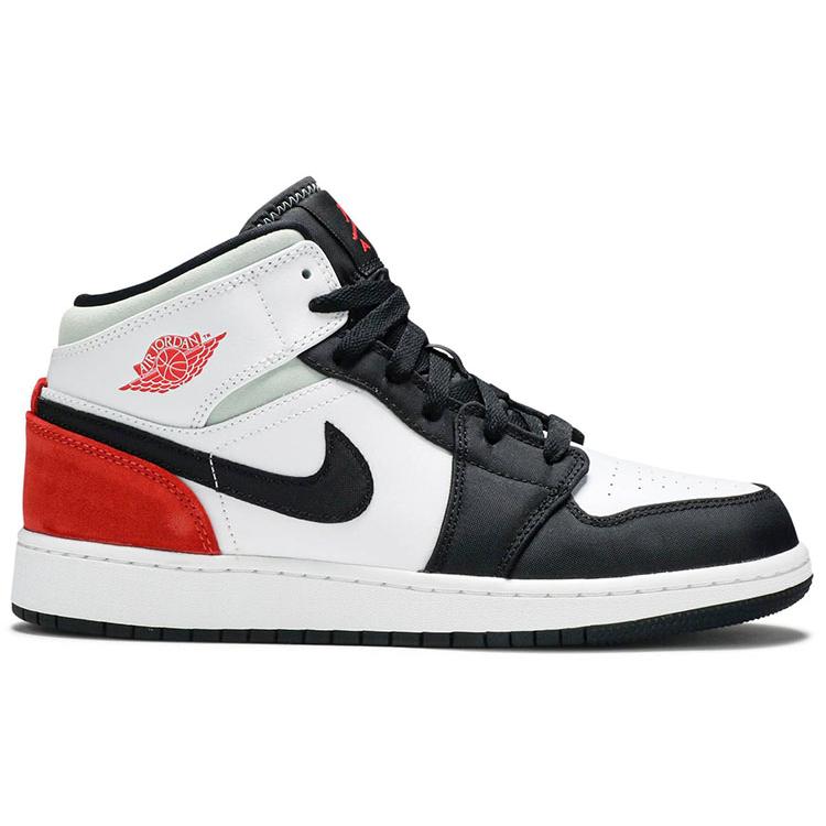 Jordan 1 Mid SE White Black Red Spruce GS BQ6931-100