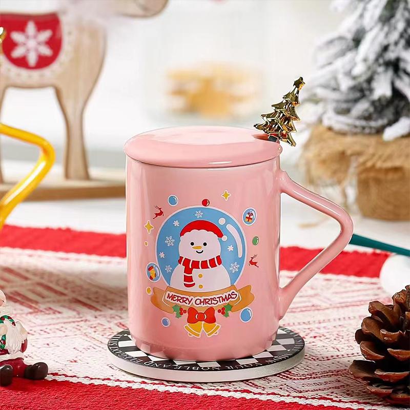 Christmas Tree Ornament Ceramic Cup Lid Handle Decoration Christmas Mini Desktop Ornaments