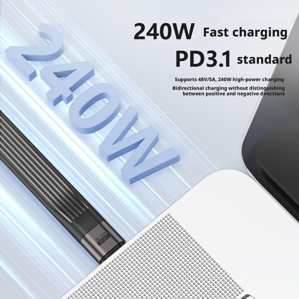 Keychain PD240W USB4 40Gbps FPC Data Cable USB C To Type C Cable For iPhone 15 16 Thunderbolt 3 8K@60Hz USB C Cable Fast Charge