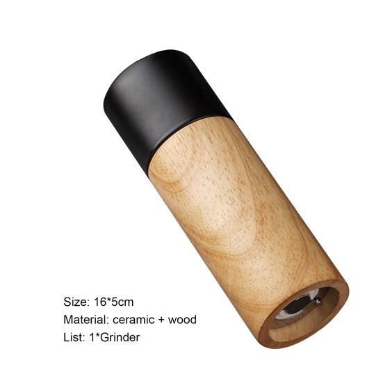 6 Inch Spice Grinder Manual Rotor Adjustable Coarseness Wood Ceramic Natural Pepper Salt Grinder for Kitchen