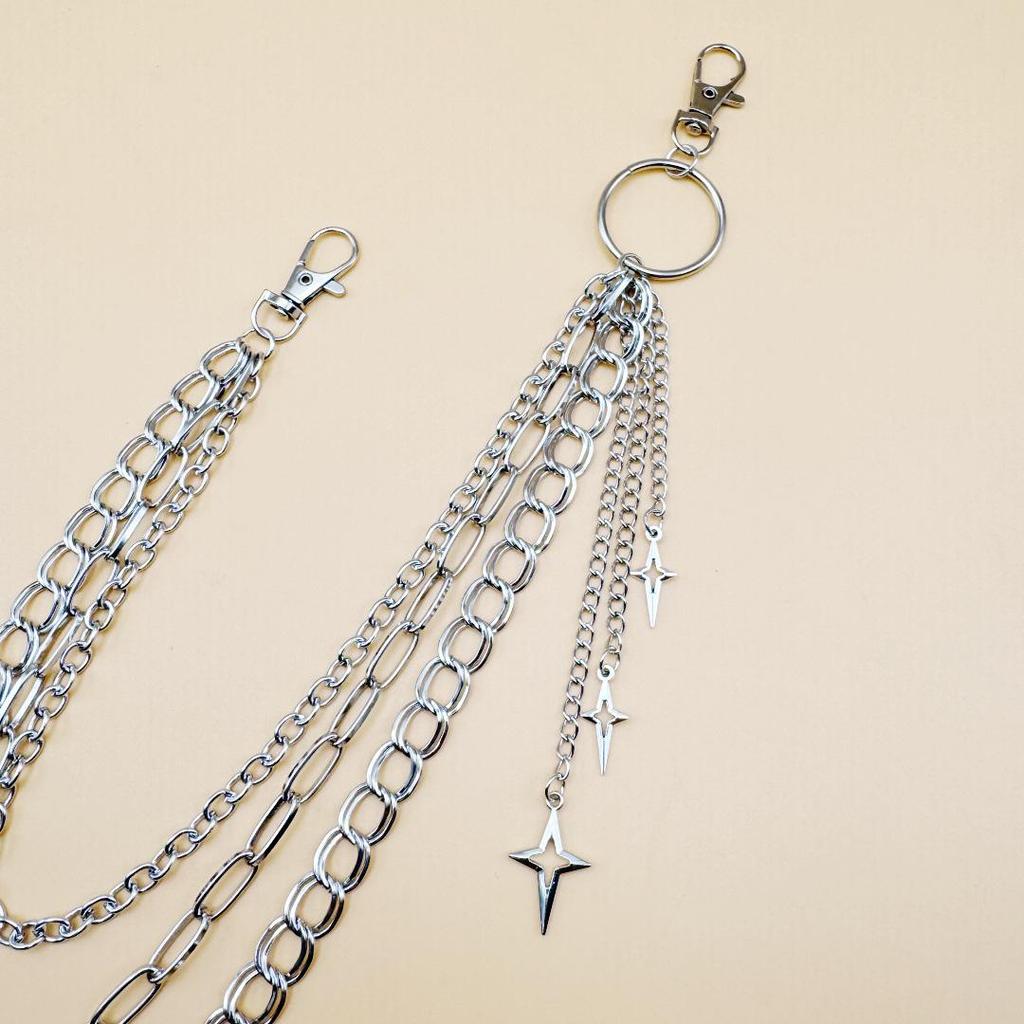 New European-American Punk Star Waist Chain: Women's Multi-Layer Hollow Metal Chain Jewelry