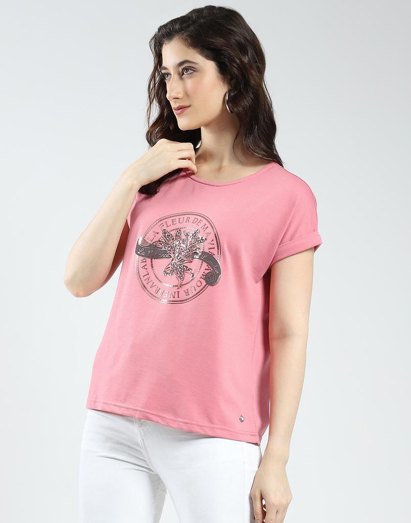 MONTE CARLO Women's Printed Half Sleeve Round Neck Top