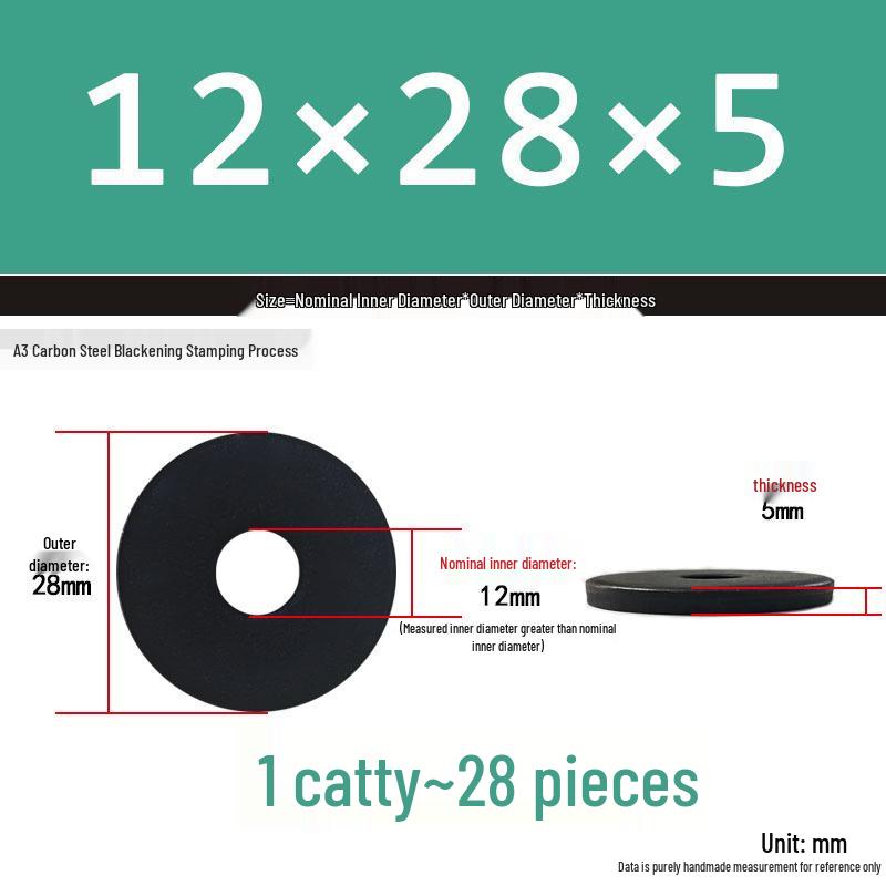 Blackened Thickened Metal Flat Washer Spacer, Round, M3-M42