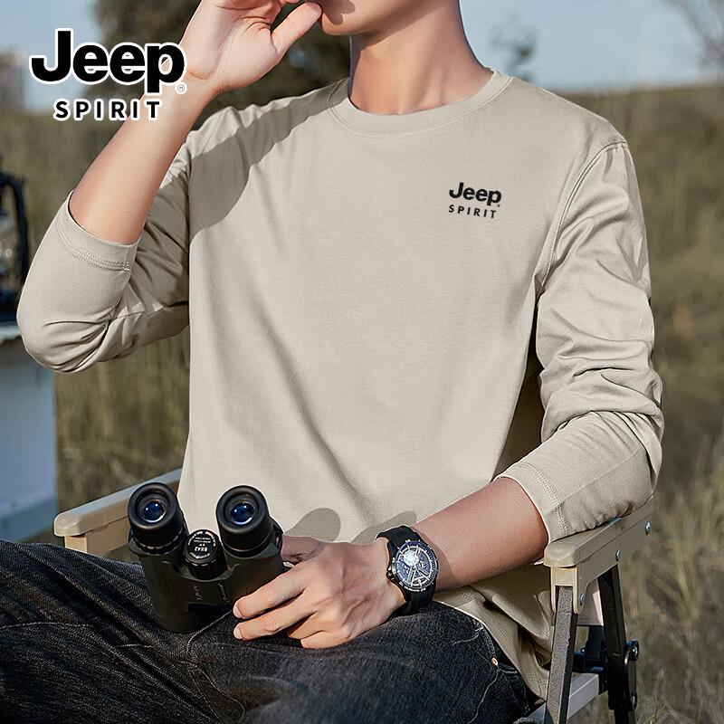 JEEP SPIRIT Men's 220G Pure Cotton Loose Fit Long Sleeve T-Shirt