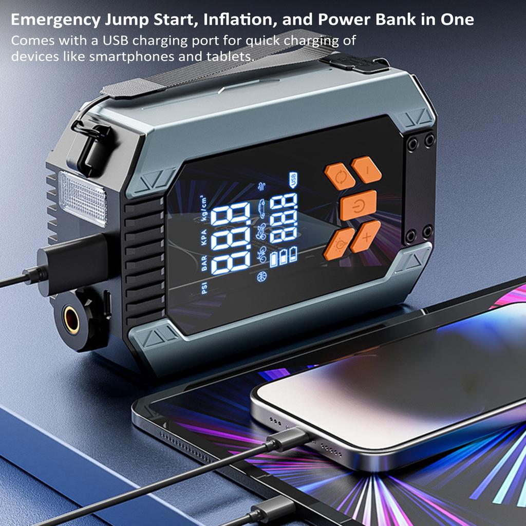 Tire Inflator Portable Air Compressor for Car Tires 150PSI Cordless Air Pump Portable Bike Tire Pump with LCD Display Screen