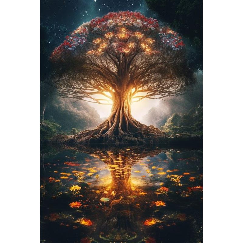 

Round Diamond 5D DIY Diamond Painting Religion Tree of Life Embroidery Cross Stitch Mosaic Decoration Gift 20x30cm