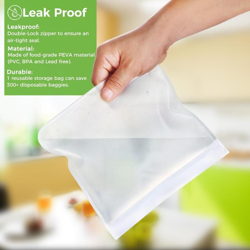 Silicone Food Storage Bag Reusable Stand Up Zip Shut Bag Sealed Leakproof Containers Fresh Bag Food Storage Bag Fresh Wrap(S/M/L/XL)