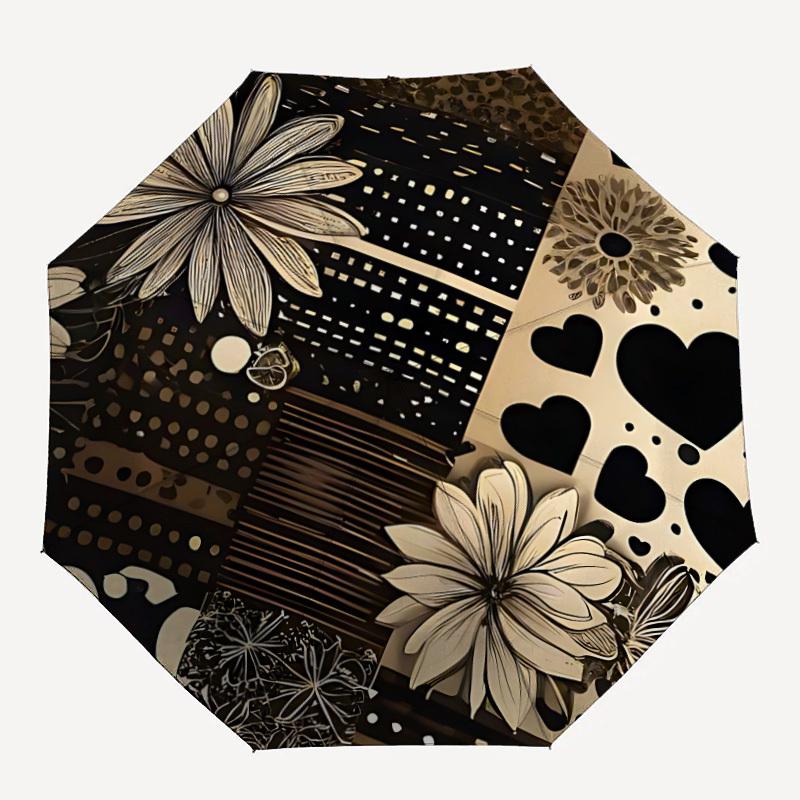 

1pc Floral Hearts Automatic Open/Close Umbrella Compact Folding Umbrella, All-Season Portable Umbrella for Women/Men266