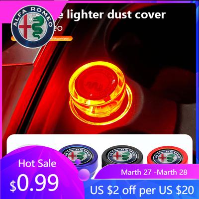 For Alfa Romeo 2026 Hot Sticker Car Cigarette Lighter Cover DustProof Decoration Cap For Alfa Romeo Giulia Stelvio Giulietta 156