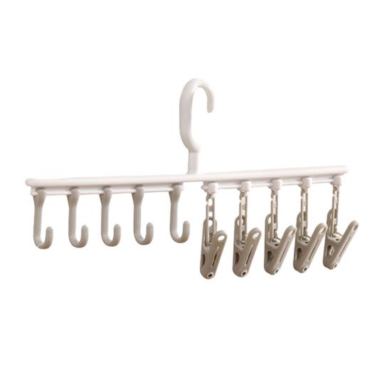 

Closet Hat Hanger Spacing Adjustable Hat Holder with 5 Clips And 5 Hooks Organizer for Socks Baseball Caps Towels Baby Clothes Closet Storage