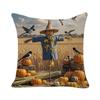Halloween Pumpkin Linen Cushion Cover New Scarecrow Printed Cushion Cover Holiday Decorative Cushion Cover