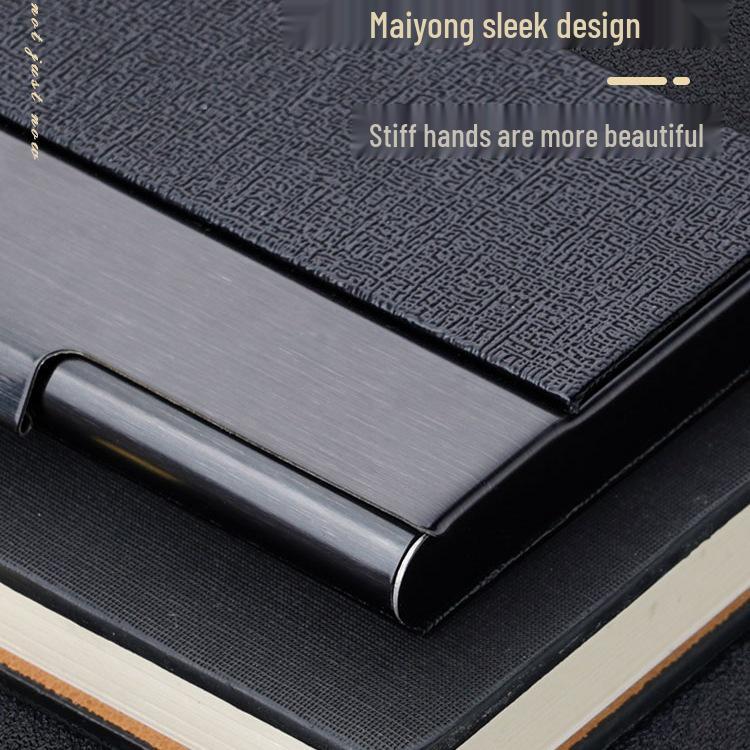 Men's and Women's Portable Stainless Steel Leather Business Card Holder