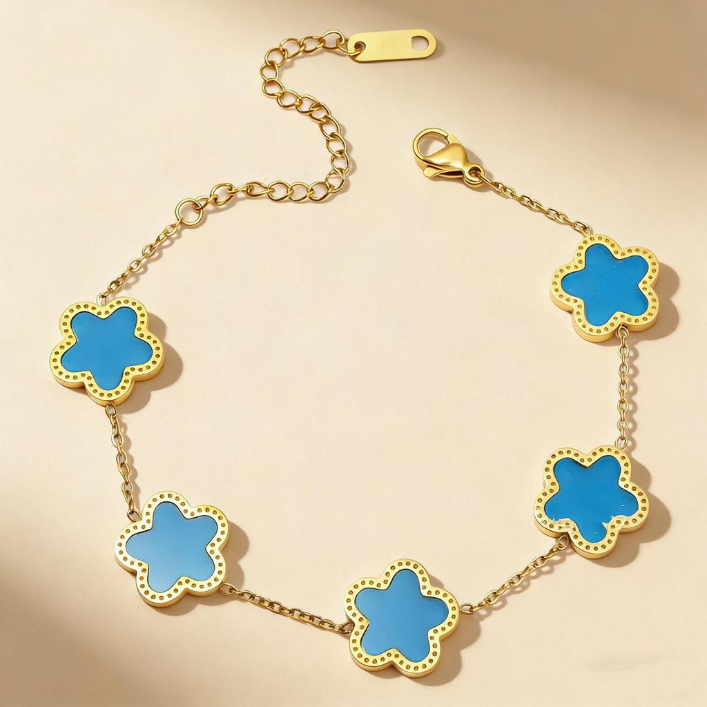 18K Titanium Steel Four-Leaf Clover Bracelet for Women - Waterproof, Luxury Feel