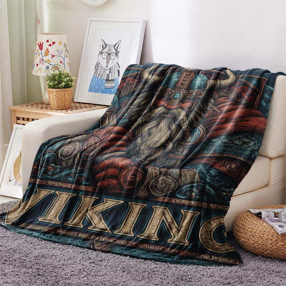 Viking Warrior  Print Flannel Blanket, High quality Comfortable for All Seasons, Home Decor, Warmth and Comfort