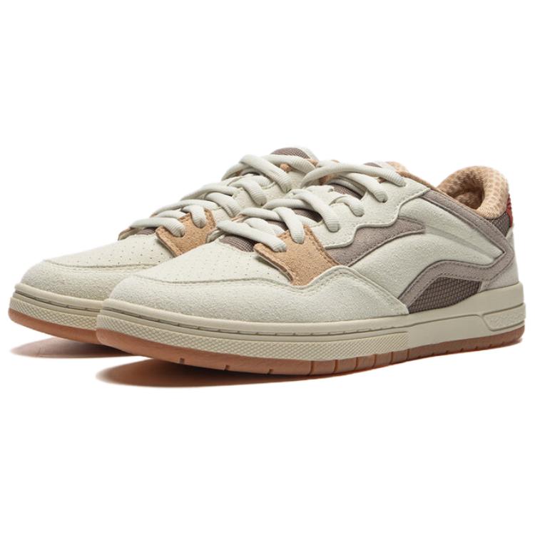 New LiNing Anti Slip Wear Resistant Low Top Skateboard Shoes Women's Beige Umber Brown AEPU050-3